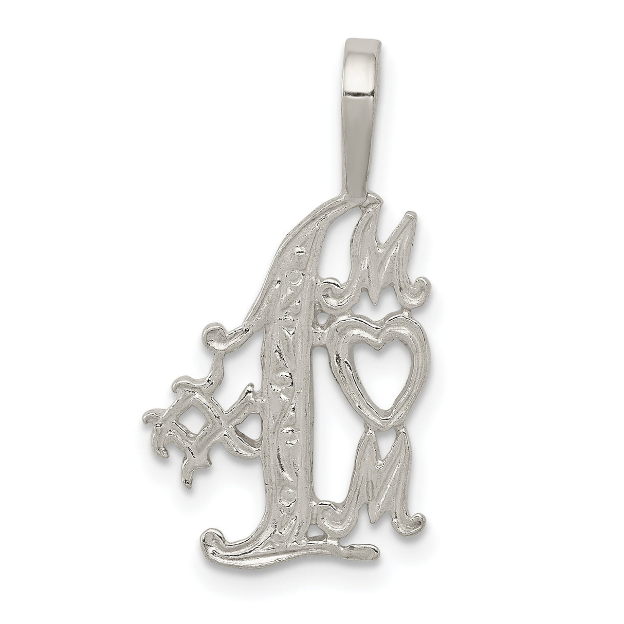 #1 Mom Charm Pendant in Real 925 Sterling Silver