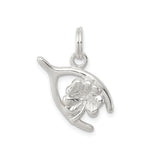 Sterling Silver Four Leaf Clover Pendant with Wishbone Design, Irish Luck Charm