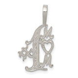 Sterling Silver Ave Maria Pendant with Intertwined AM Letters, Heart and Cross