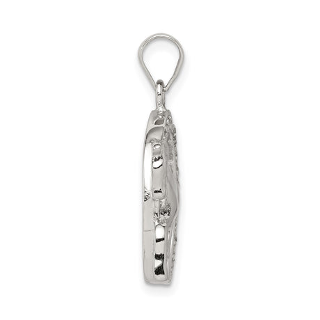 Sterling Silver Horse Pendant with Cubic Zirconia Horseshoe, Prancing Horse Equestrian Jewelry