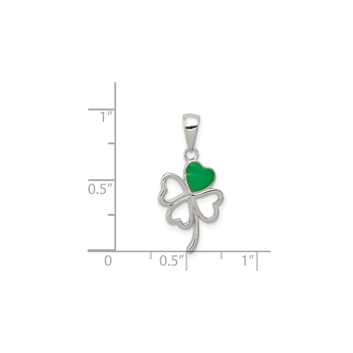 Sterling Silver Shamrock Pendant with Green Enamel and Heart Leaves, Irish Celtic Charm for Women
