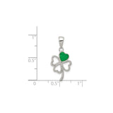 Sterling Silver Shamrock Pendant with Green Enamel and Heart Leaves, Irish Celtic Charm for Women
