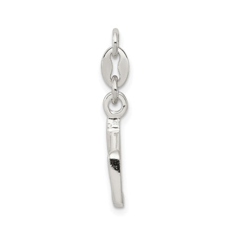 Sterling Silver Music Note Pendant, Polished Eighth Note Charm for Necklace or Bracelet