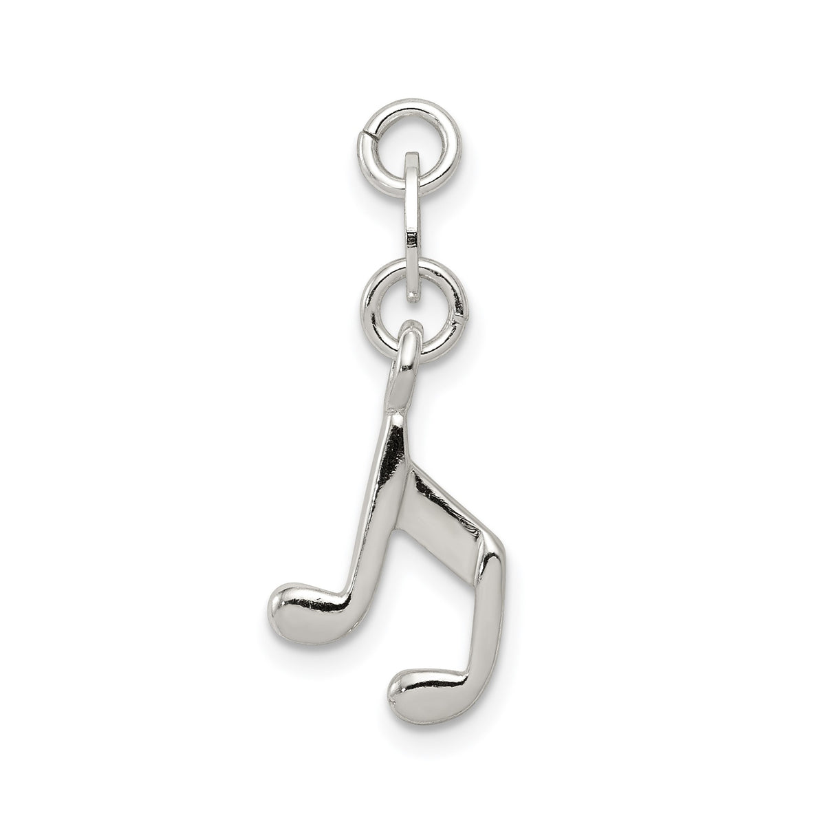 Sterling Silver Music Note Pendant, Polished Eighth Note Charm for Necklace or Bracelet
