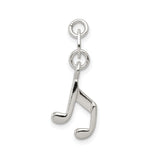 Sterling Silver Music Note Pendant, Polished Eighth Note Charm for Necklace or Bracelet