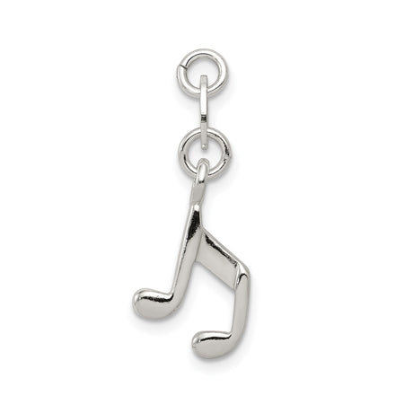 Sterling Silver Music Note Pendant, Polished Eighth Note Charm for Necklace or Bracelet