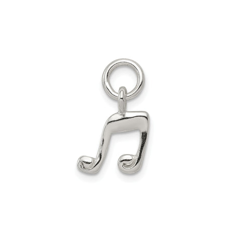 Sterling Silver Music Note Pendant Charm, Stylized Eighth Note Symbol for Musicians or Music Lovers