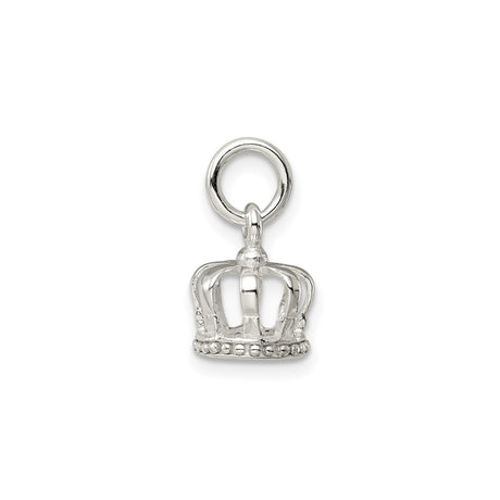 Sterling Silver Crown Pendant with Openwork Royal Design, Feminine Regal Jewelry Charm