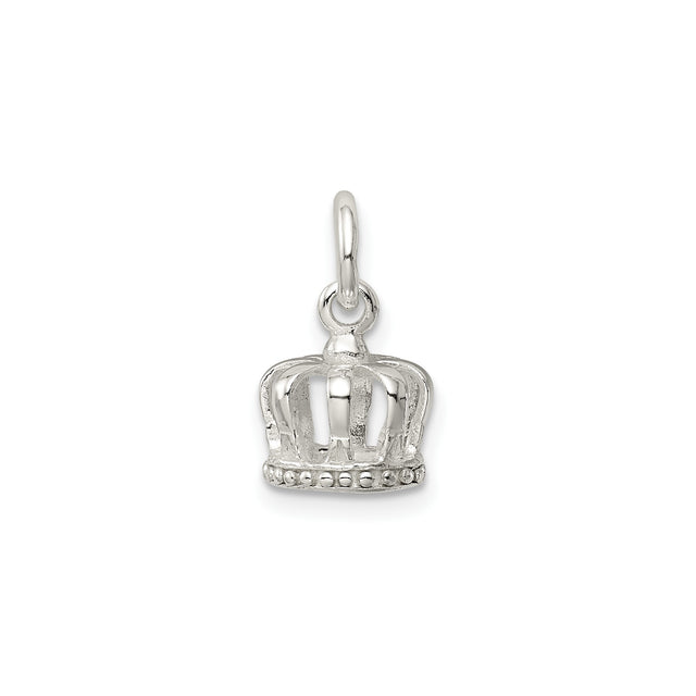 Sterling Silver Crown Pendant with Openwork Royal Design, Feminine Regal Jewelry Charm