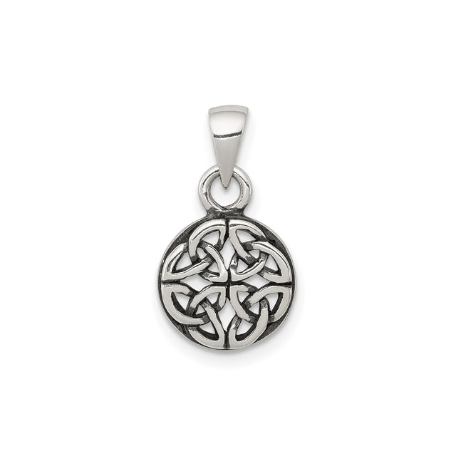 Sterling Silver Celtic Knot Pendant with Interwoven Eternity Circle Design for Women or Unisex Wear