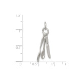 Sterling Silver Pendant with Miniature Flatware Fork Spoon Knife Charms, Culinary Theme