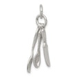 Sterling Silver Pendant with Miniature Flatware Fork Spoon Knife Charms, Culinary Theme