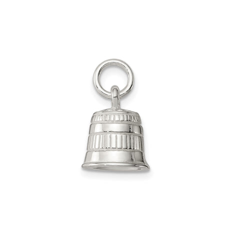 Sterling Silver Barrel Pendant, Rustic Banded Keg Charm, Minimalist Boho Brewing Theme