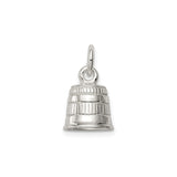 Sterling Silver Barrel Pendant, Rustic Banded Keg Charm, Minimalist Boho Brewing Theme