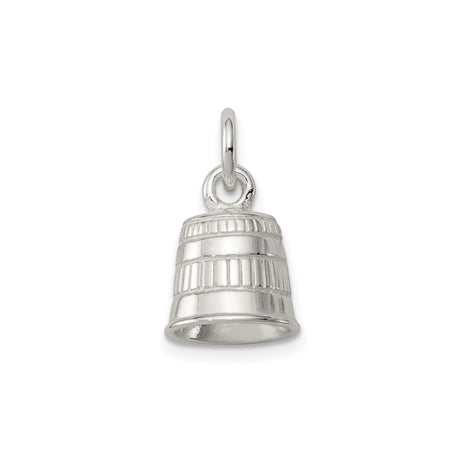 Sterling Silver Barrel Pendant, Rustic Banded Keg Charm, Minimalist Boho Brewing Theme