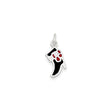Sterling Silver Cowboy Boot Pendant with Black and Red Enamel, Western Charm for Women