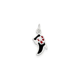 Sterling Silver Cowboy Boot Pendant with Black and Red Enamel, Western Charm for Women