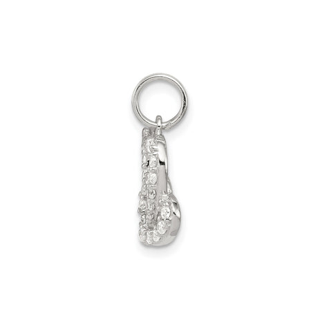 Sterling Silver Heart Pendant with Intertwined Hearts and Cubic Zirconia for Women