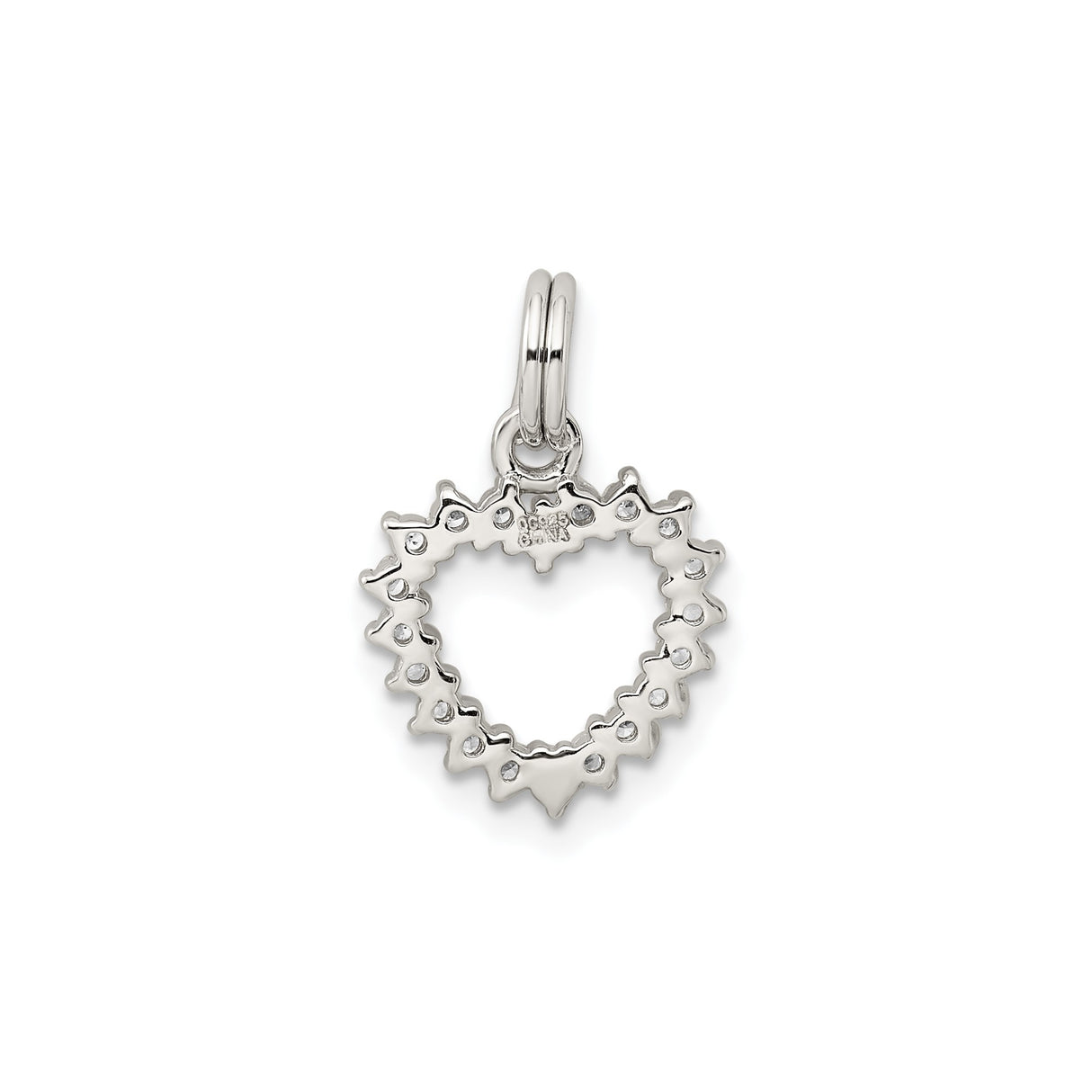 CZ Heart Charm Pendant in Real 925 Sterling Silver