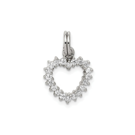 CZ Heart Charm Pendant in Real 925 Sterling Silver