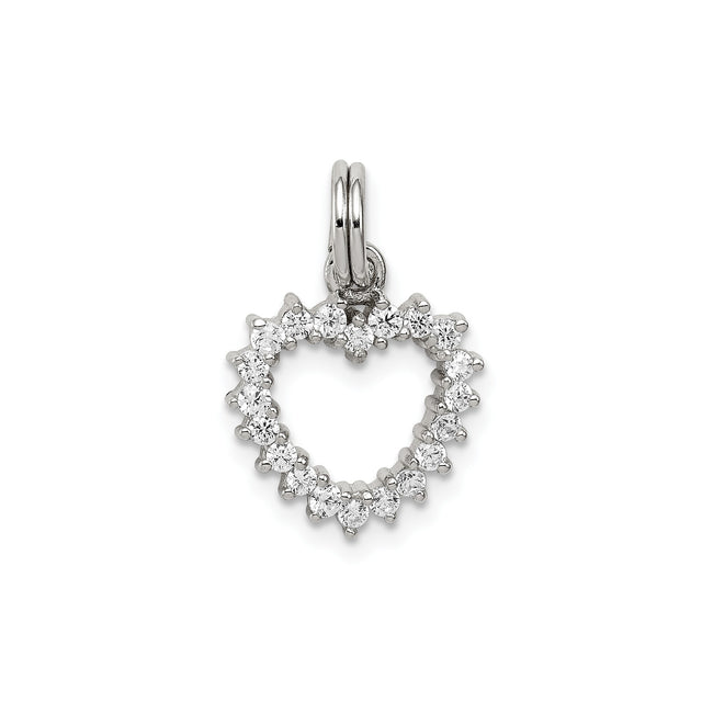 CZ Heart Charm Pendant in Real 925 Sterling Silver