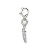 Sterling Silver Heart Pendant with Cubic Zirconia Accents and Hollow Center Charm