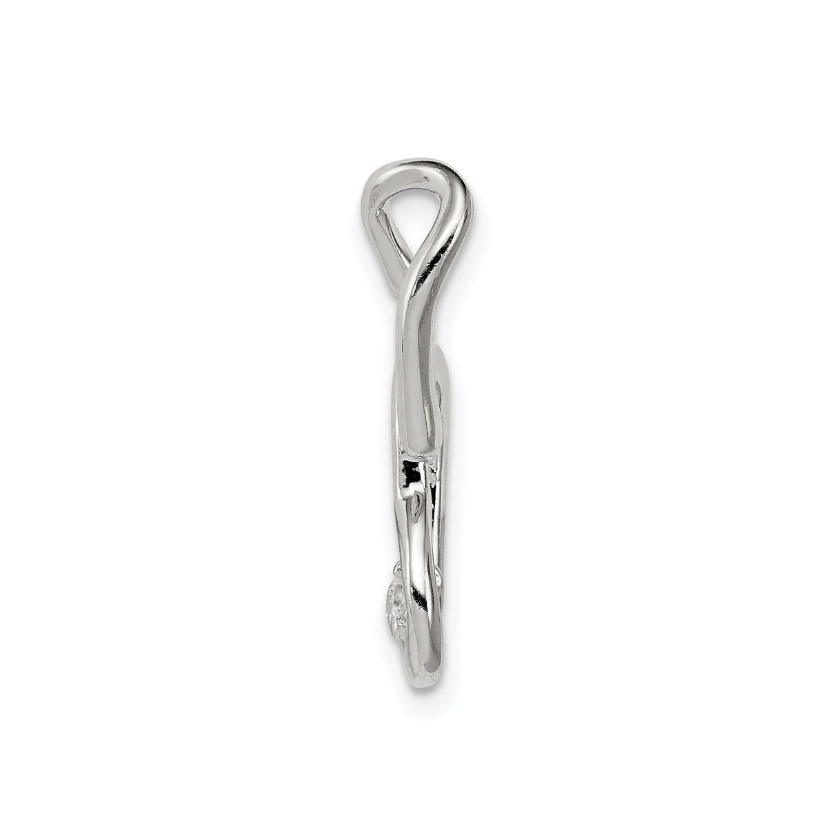 Sterling Silver Heart Pendant with Interlocking Hearts and Cubic Zirconia Accent