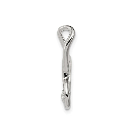 Sterling Silver Heart Pendant with Interlocking Hearts and Cubic Zirconia Accent