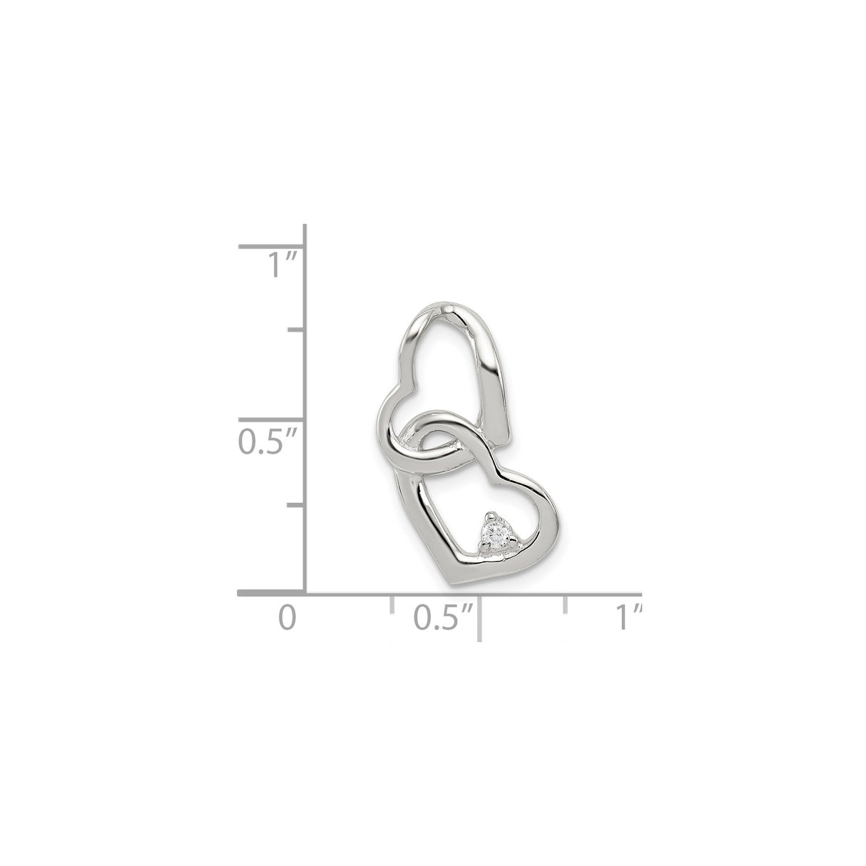 Sterling Silver Heart Pendant with Interlocking Hearts and Cubic Zirconia Accent