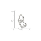 Sterling Silver Heart Pendant with Interlocking Hearts and Cubic Zirconia Accent