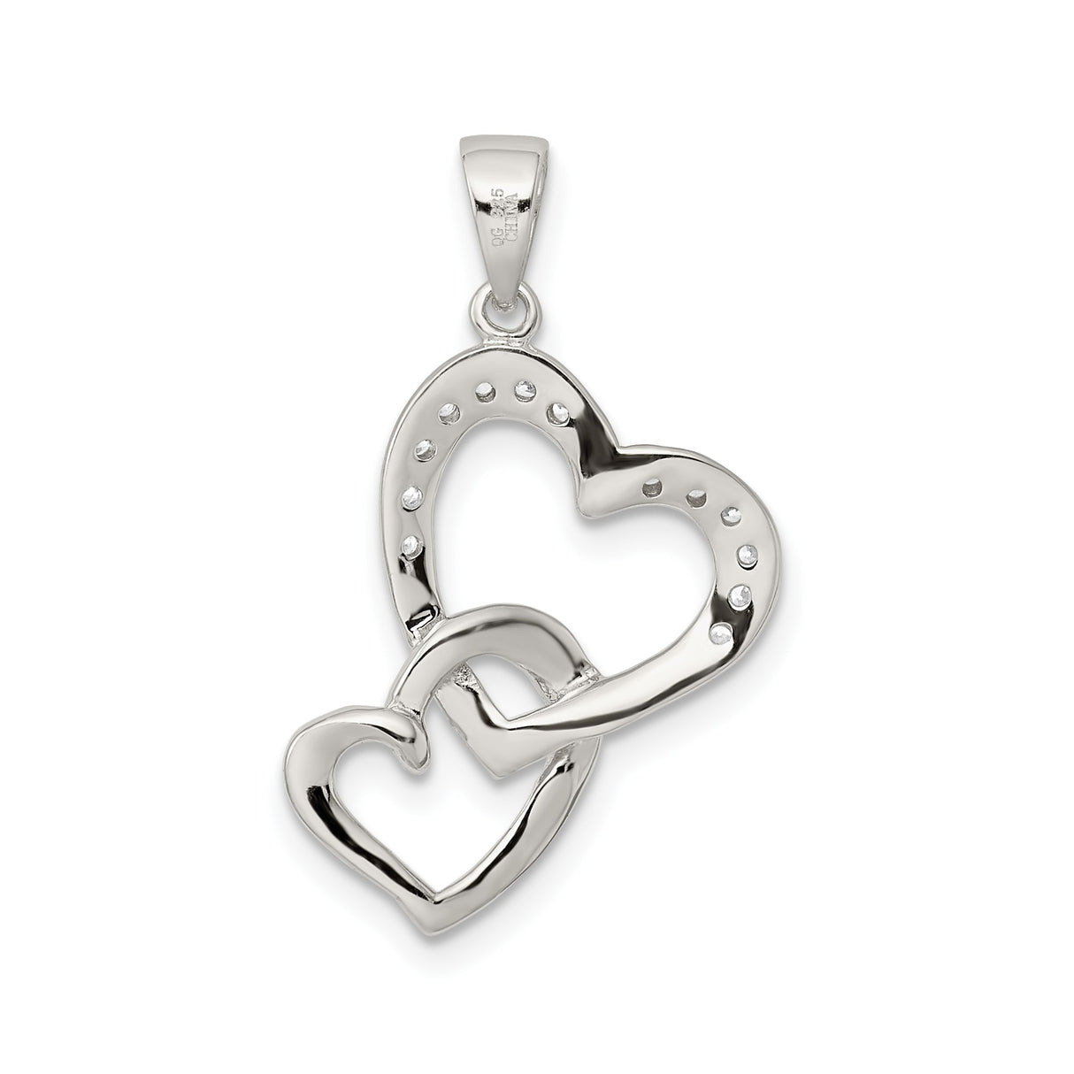 Heart CZ Charm Pendant in Real 925 Sterling Silver