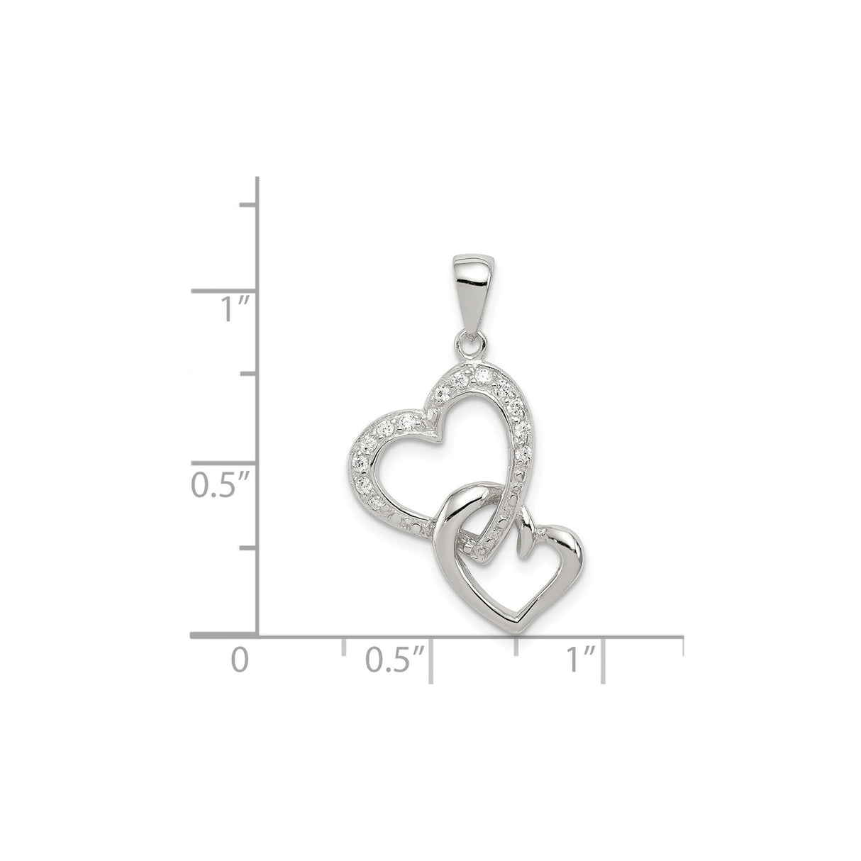 Heart CZ Charm Pendant in Real 925 Sterling Silver