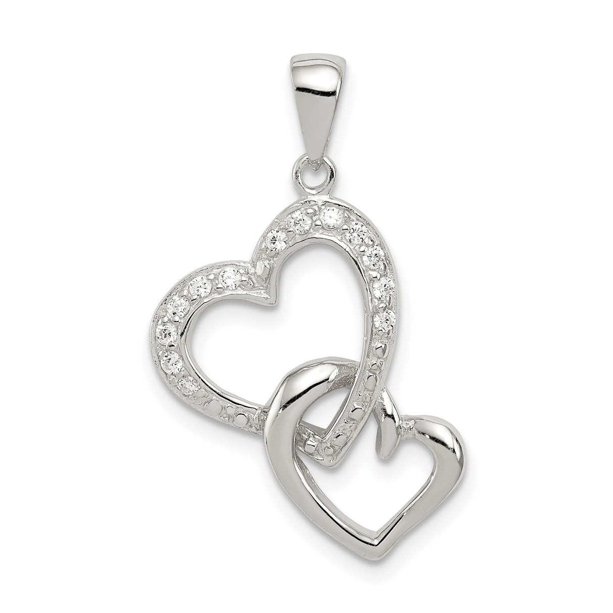 Heart CZ Charm Pendant in Real 925 Sterling Silver
