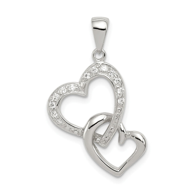 Heart CZ Charm Pendant in Real 925 Sterling Silver