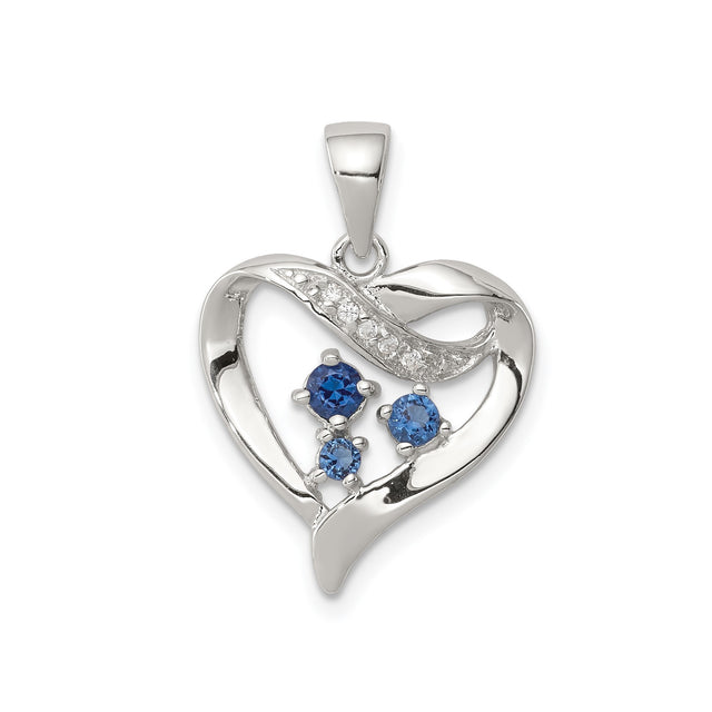 Sterling Silver Infinity Heart Pendant with Cubic Zirconia, Open Heart Design for Women