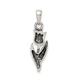 Sterling Silver Tulip Flower Pendant, Detailed Floral Design, Nature-Inspired Charm for Women