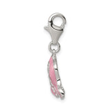 Sterling Silver Baby Elephant Charm with Pink Enamel and Cubic Zirconia Accents