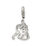 Sterling Silver Baby Elephant Charm with Pink Enamel and Cubic Zirconia Accents