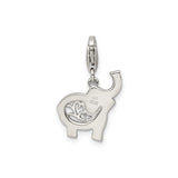Sterling Silver Elephant Charm Pendant with Light Blue Enamel and Filigree Detail