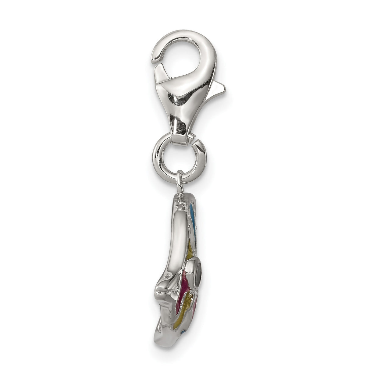 Multi-colored Enameled Fish Charm Pendant in Real 925 Sterling Silver