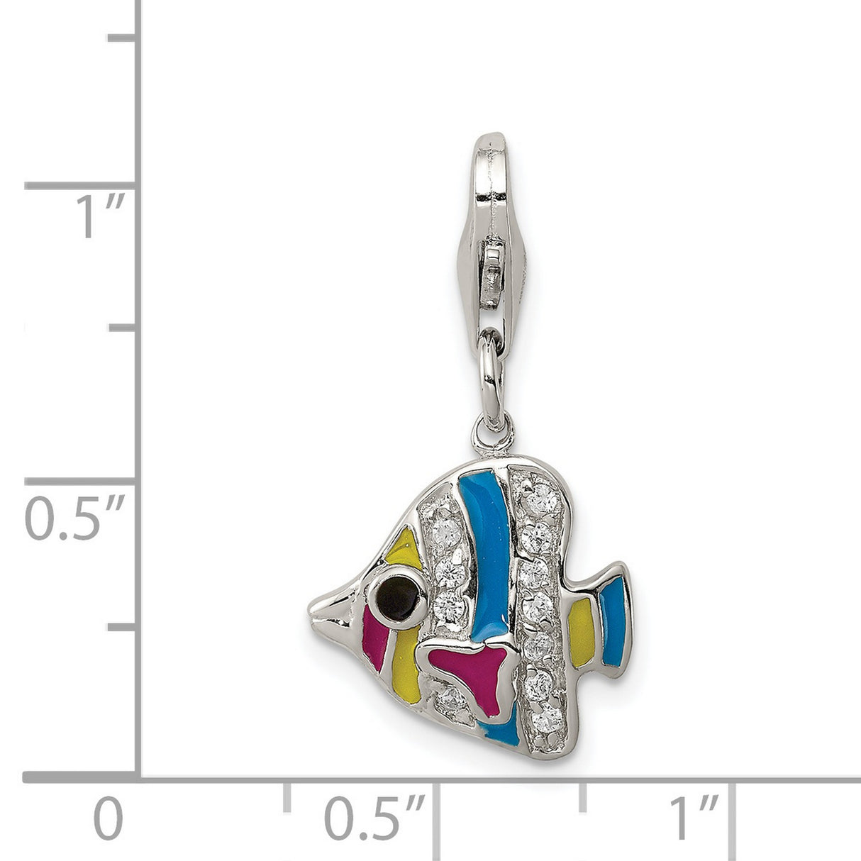 Multi-colored Enameled Fish Charm Pendant in Real 925 Sterling Silver
