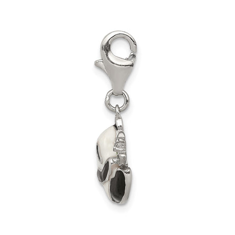 Sterling Silver Panda Charm with Cubic Zirconia, Black and White Enamel, Nature Theme