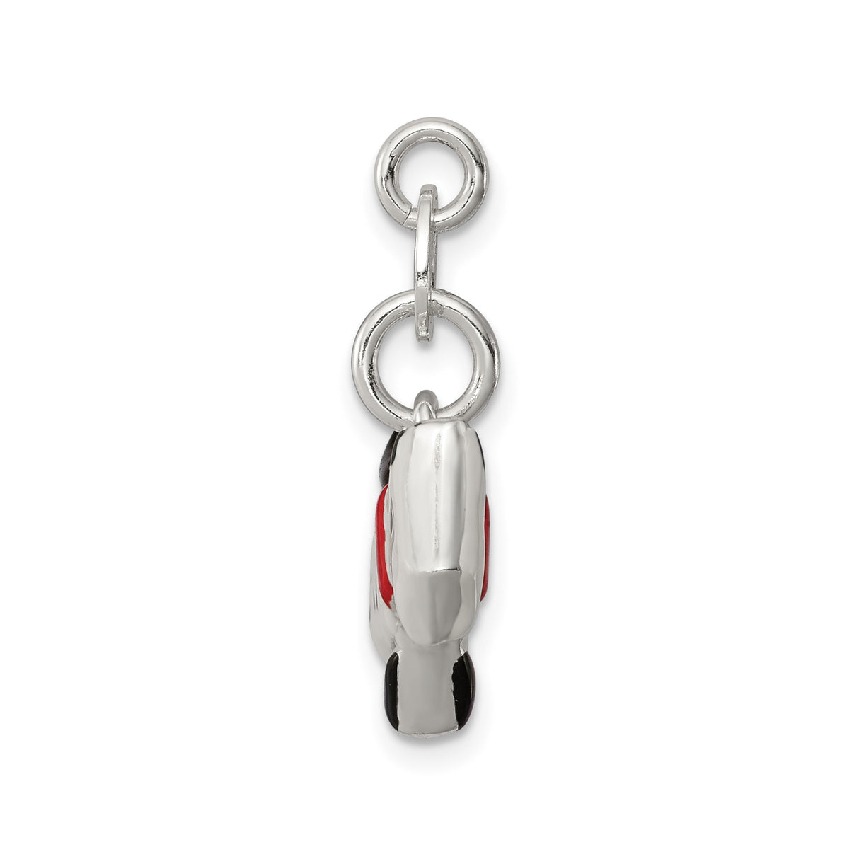 Sterling Silver Scottie Dog Pendant Charm with Black and White Enamel and Red Collar