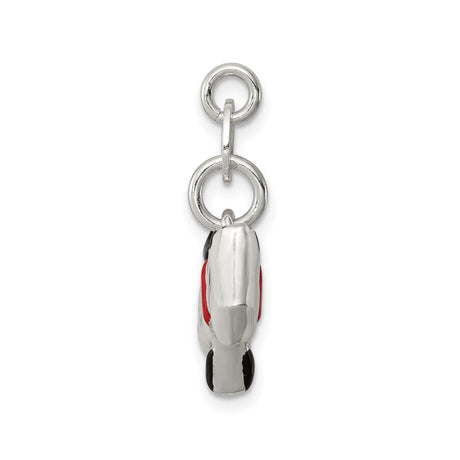 Sterling Silver Scottie Dog Pendant Charm with Black and White Enamel and Red Collar