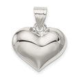Sterling Silver Heart Pendant, Puffed Heart Charm with High Polish Finish for Women
