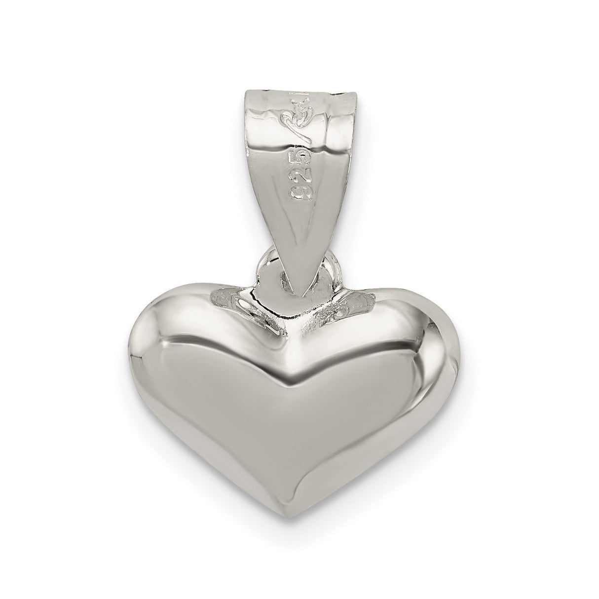 Sterling Silver Heart Pendant, Polished Puffed Charm, Minimalist Romantic Jewelry for Women
