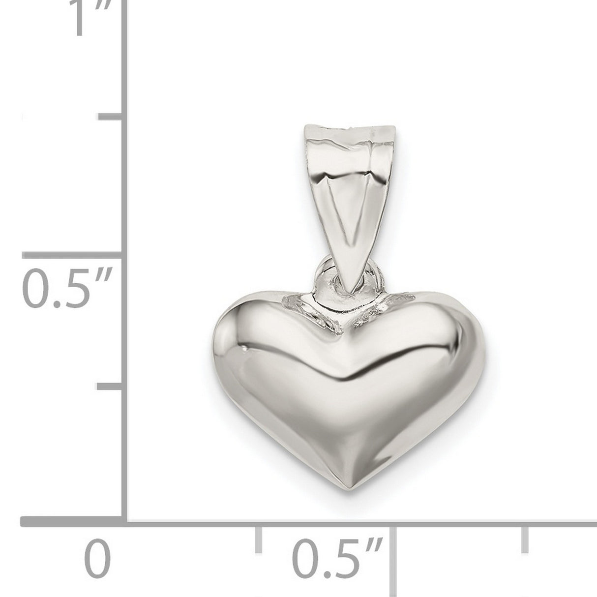 Sterling Silver Heart Pendant, Polished Puffed Charm, Minimalist Romantic Jewelry for Women