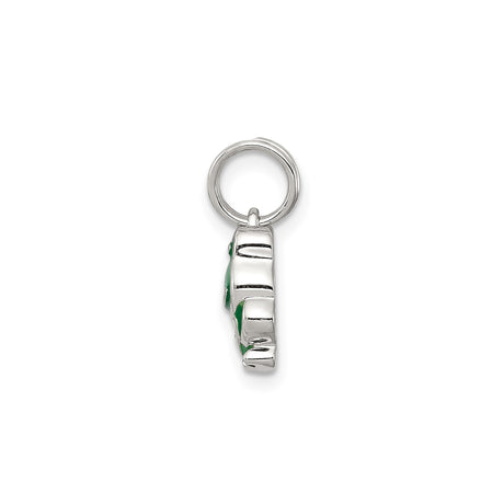 Sterling Silver Frog Charm Pendant with Green Enamel Detailing, Whimsical Animal Jewelry