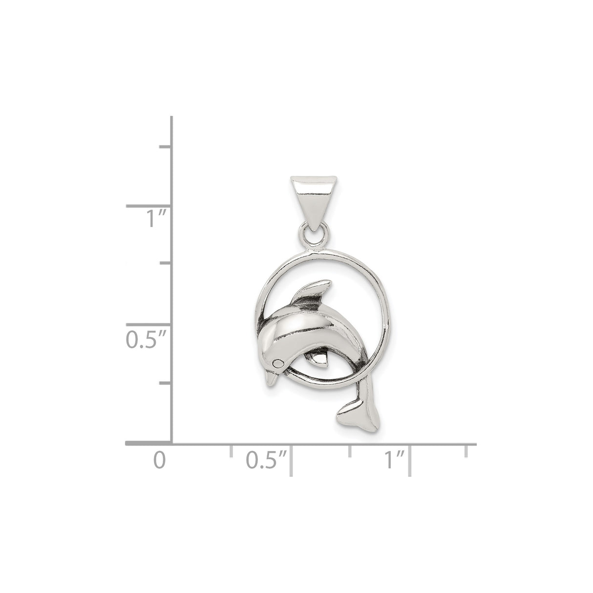 Sterling Silver Dolphin Pendant with Circular Frame, Ocean Theme Marine Jewelry for Women