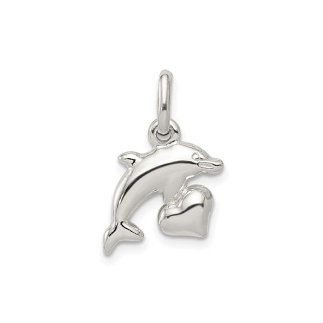 Sterling Silver Dolphin Pendant with Heart Charm, Ocean-Inspired Animal Jewelry for Women